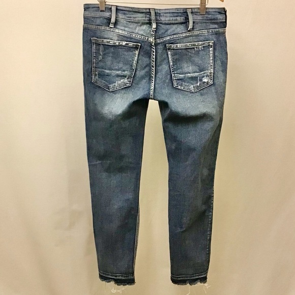 Silver Jeans 32 (12) Boyfriend Jeans Released Hem Frayed Mid Rise Stretch - Picture 5 of 11